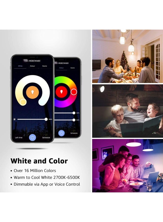 مصباح LED ذكي بتقنية واي فاي E27 | إضاءة ذكية RGB بـ 16 مليون لون | تحكم صوتي | قابل للتعتيم | تطبيق Smart Life | لا يتطلب جهاز تحكم مركزي - Image 3